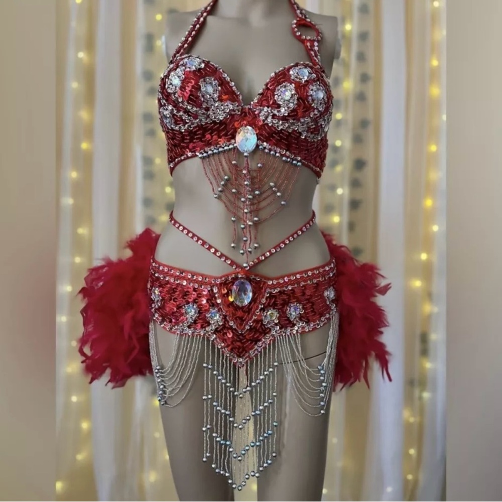Red Showgirl Burlesque Costume